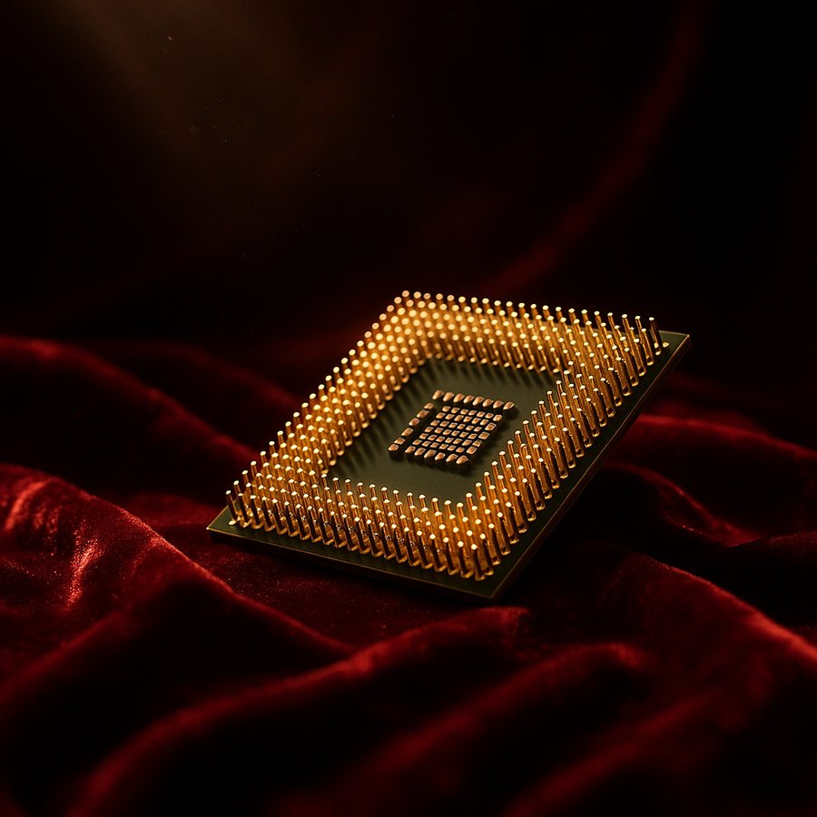 A CPU on red velvet