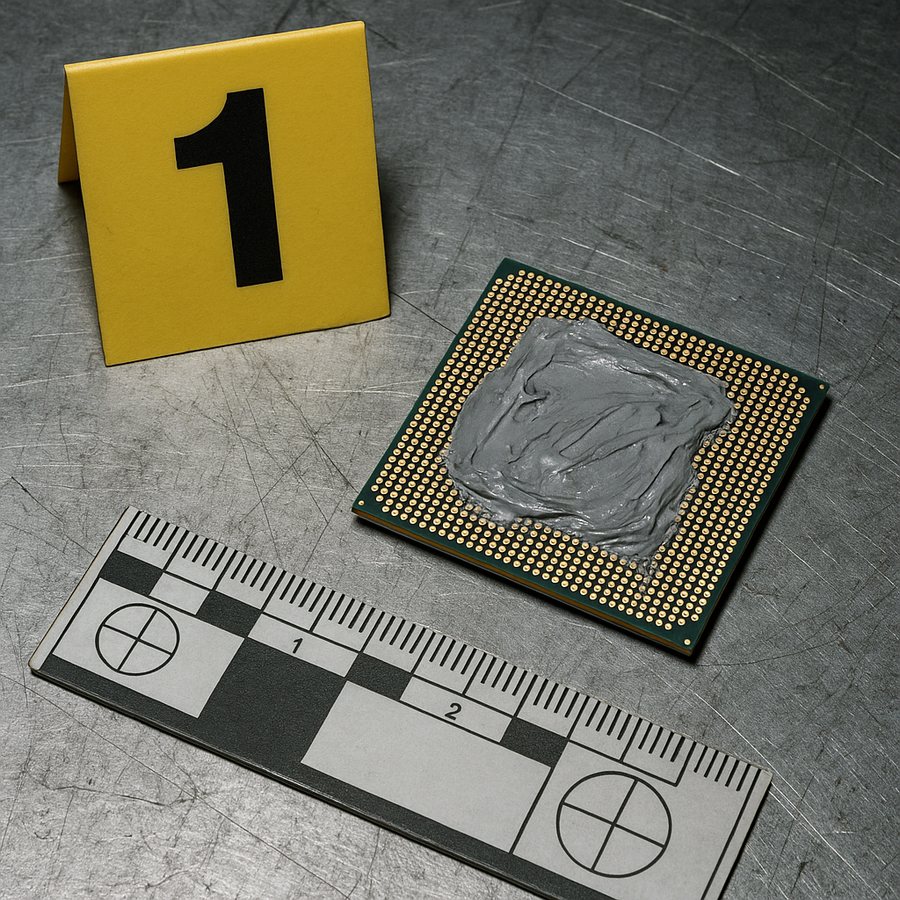Evidence photograph of a CPU