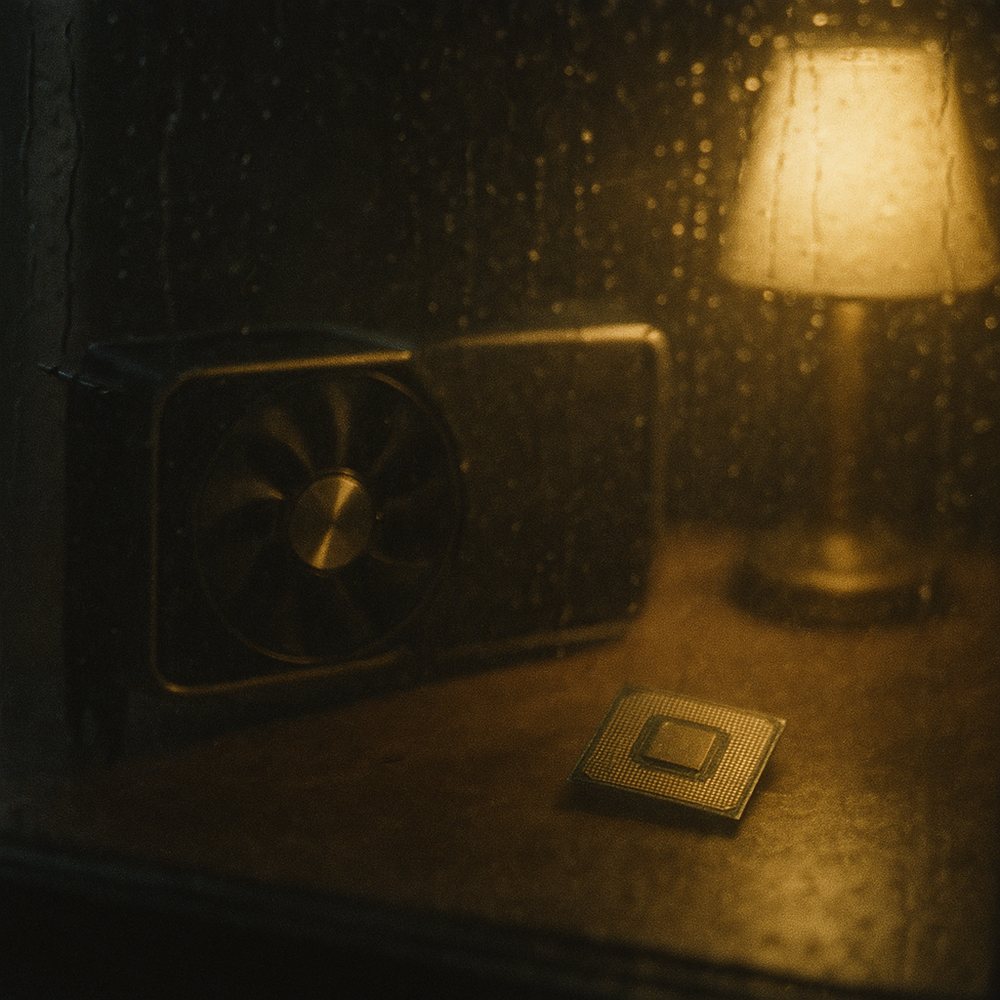 A GPU and a CPU at night